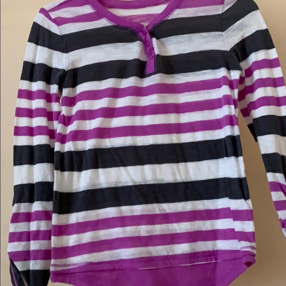 Purple, white and grey long sleeve shirt